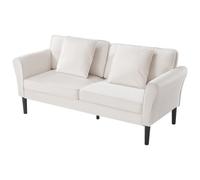 VEVOR Sofá en Tela de Terciopelo 2 Plazas 176 x 75 x 80 cm Sofá Moderno Cómodo con Muelles Sinuosos, Cojines Suaves, Estructura Robusta para Sala de Estar, Dormitorio, Oficina, Apartamento, Blanco