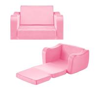 VEVOR Sofá Infantil 2 en 1, Convertible en Tumbona, Sofá Cama Plegable y Suave de Esponja 28D y Pelo Corto con Reposabrazos, Ideal para Jugar o Descansar Cómodamente para Niños, Talla M, Rosa