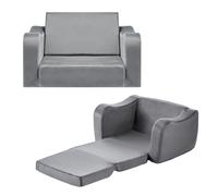 VEVOR Sofá Infantil 2 en 1, Convertible en Tumbona, Sofá Cama Plegable y Suave de Esponja 28D y Pelo Corto con Reposabrazos, Ideal para Jugar o Descansar Cómodamente para Niños, Talla M, Gris