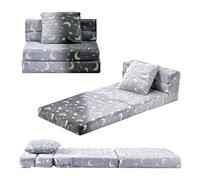 VEVOR Sofá Infantil 3 en 1, Convertible en Tumbona, Sofá Cama Plegable y Suave de Esponja 28D y Franela de 250 g con Estampado Que Brilla en la Oscuridad para Leer y Jugar para Niños, Talla M, Gris