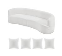 VEVOR Sofá Modular Curvo, 1020 x 2840 x 780 mm, Moderno y Lujoso Sofá Seccional de Pana con 4 Cojines y Asiento Ancho y Profundo, para Sala de Estar, Dormitorio, Apartamento y Oficina, Blanco