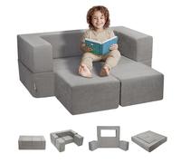 VEVOR Sofá Modular para Niños, 4 Piezas, Sofá Seccional para Niños con Funda Extraíble, Silla de Espuma para Bebés Hecha a Mano, Gris Oscuro, 1000 x 1000 x 200 mm, Carga 90 kg