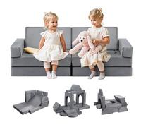 VEVOR Sofá Modular para Niños, Sofá Convertible Seccional de Esponja 28D y Pelo Corto con Reposabrazos, Combinación Creativa DIY para Sala de Juegos, Sala de Estar para Niños, 14 Piezas, Gris