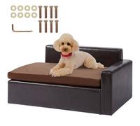 VEVOR Sofá para Mascotas, Sofá para Perros y Gatos de Tamaño Mediano, Sofá Cama de Cuero Suave para Perros, Sofá para Gatos de Carga de 50 kg, 710 x 505 x 335 mm, Negro, Peso de Sofá de 8,2 kg