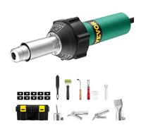VEVOR Soldador de Aire Caliente para Plástico 1600 W, Kit de Soldadura para Techos de Plástico con 11 Accesorios: Caja de Herramientas, Boquilla, Rodillo, Cuchillas para PP/PE/PVC, 330 x 95 x 56 mm