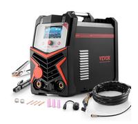 VEVOR Soldador TIG, Máquina de Soldadura Aluminio 6 en 1 de 200 A, Pantalla LED, Eléctrico Máquina de Soldadura TIG con Control Sinérgico IGBT, Ideal para Uso al Aire Libre, 430 x 210 x 360 mm