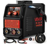 VEVOR Soldadora MIG 145 A 3 en 1, Sin Gas, TIG Lift y MMA, Inversor IGBT | para Metalurgia y Reparaciones, 220 V, Acero Dulce Inoxidable hasta 5 mm, Control Sinérgico, Bobina de 1 kg y Diseño Portátil