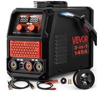 VEVOR Soldadora MIG 145 A 3 en 1, Sin Gas, TIG Lift y MMA, Inversor IGBT | para Metalurgia y Reparaciones, 220 V, Acero Dulce Inoxidable hasta 5 mm, Control Sinérgico, Bobina de 1 kg y Diseño Portátil
