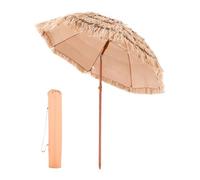 VEVOR Sombrilla de Paja de PP 1,8 m, Sombrilla Tiki Inclinable con 8 Varillas Metálicas, Parasol Hawaiano Portátil y Plegable para Protección Solar, para Playa, Terraza, Jardín, Piscina, Patio