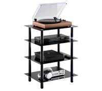 VEVOR Soporte Audiovisual de 4 Niveles Estante de Vidrio Templado Soporte HIFI con LED para DVD, Cajas de Cable, Consolas de Juegos, Gabinete de Almacenamiento para Sala de Juegos, Grabación