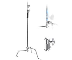 VEVOR Soporte C Altura Máxima de 330 cm Soporte de Luz para Fotografía de Acero Inoxidable Altura Ajustable de 1463-2987 mm Capacidad de Carga de 20 kg para Softbox de Estudio, Monolight, Reflector