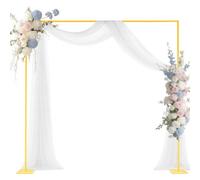 VEVOR Soporte Cuadrado de Metal Dorado para Telón de Fondo, 2,4 x 2,4 m, Estructura Estable, para Bodas, Fiestas de Cumpleaños, Graduaciones, Celebraciones Navideñas y Decoración de Ceremonias
