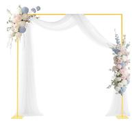 VEVOR Soporte Cuadrado de Metal Dorado para Telón de Fondo, 2,4 x 2,4 m, Estructura Estable, para Bodas, Fiestas de Cumpleaños, Graduaciones, Celebraciones Navideñas y Decoración de Ceremonias