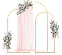 VEVOR Soporte de Arco Dorado, Juego de 3 uds de 2,2 x 1,2 m/2 x 1 m/1,8 x 0,8 m, Estructura Estable, para Fondo de Bodas, Cumpleaños, Graduaciones, Fiestas y Decoración de Ceremonias, Semicircular