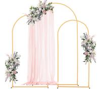 VEVOR Soporte de Arco Dorado, Juego de 3 uds de 2,2 x 1,2 m/2 x 1 m/1,8 x 0,8 m, Estructura Estable, para Fondo de Bodas, Cumpleaños, Graduaciones, Fiestas y Decoración de Ceremonias, Semicircular
