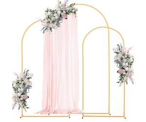 VEVOR Soporte de Arco Dorado, Juego de 3 uds de 2,2 x 1,2 m/2 x 1 m/1,8 x 0,8 m, Estructura Estable, para Fondo de Bodas, Cumpleaños, Graduaciones, Fiestas y Decoración de Ceremonias, Semicircular