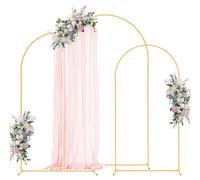 VEVOR Soporte de Arco para Fondo 3 Piezas de 2,4/2,2/2 m, Estructura Estable, Soporte de Arco de Metal Dorado para Decoración de Bodas, Fiestas de Cumpleaños, Graduaciones, Celebraciones, Ceremonias