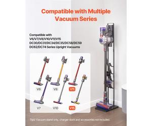 VEVOR Soporte de Aspiradora 1270 mm Compatible con Dyson V6 V7 V8 V10 V11 V15 Soporte Estable para Aspiradora con 4 Ganchos para Aspiradoras Verticales Dyson DC30 DC31 DC34 DC35 DC58 DC59 DC62 D74