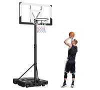 VEVOR Soporte de Baloncesto, Aro de Baloncesto Ajustable en Altura hasta 3,05 m, con Ruedas y Tablero de Policarbonato de 1219,2 mm, para Terrazas, Piscinas y Colegios, 1230 x 1670 x 3650 mm