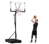 VEVOR Soporte de Baloncesto Portátil, Aro de Baloncesto Ajustable en Altura hasta 3,05 m, Diseño Elevable, con Ruedas y Tablero de Policarbonato de 1371,6 mm, al Aire Libre, 1390 x 2240 x 3750 mm