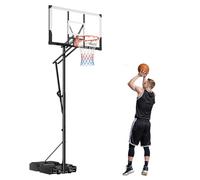 VEVOR Soporte de Baloncesto Portátil Resistente, con Altura Ajustable de 1,6 a 3,05 m, Diseño Elevable, con Red Impermeable, con Tablero de Policarbonato de 1219,2 mm y Ruedas, para Terrazas