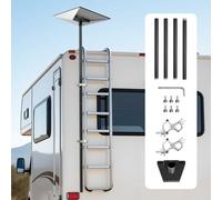 VEVOR Soporte de Escalera para Autocaravana Starlink, Ángulo Ajustable de 360°, Kit de Tubería Estándar Gen 3, Adaptador de Escalera Starlink Extralargo de Acero Compatible con Gen3 y V3, Negro
