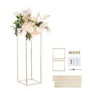 VEVOR Soportes para Flores de Boda 2 Piezas Estante de Flores de Boda 80 cm Jarrones Dorados para Boda Soporte de Exhibición Floral Rectangular para Eventos de Recepción, Decoración para Fiestas Bodas