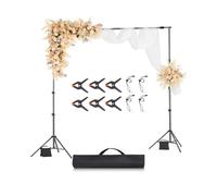 VEVOR Soporte de Fondo Ajustable para Tela de Fondo de Hasta 260 x 300 cm, Soporte Portátil de Altura Ajustable de 139 - 306 cm con 2 Trípodes para Fotografía Familiar, Estudio de Fotografía, Negro