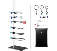 VEVOR Soporte de Laboratorio 1 Juego Soporte de Laboratorio de Acero con Varilla de 60 cm y Base de Hierro Fundido 210,82x135 mm con Abrazaderas de Pistón, Abrazaderas de Bureta y Abrazaderas Cruzadas