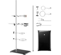 VEVOR Soporte de Laboratorio 2 Juegos Soporte de Laboratorio de Acero con Varilla de 60cm y Base de Hierro Fundido 210,82x135 mm con Abrazaderas de Pistón, Abrazaderas de Bureta y Abrazaderas Cruzadas
