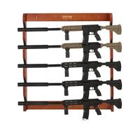 VEVOR Soporte de Pared para Pistola Estante de Madera para Rifles de Caza | Exhibición de Almacenamiento para Cabinas de Escopeta, Tienda, Hogar, 5 Ranuras, Capacidad de Carga 60 kg, Acolchado Suave