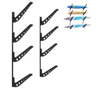 VEVOR Soporte de Pared para Tablas de Surf, Soporte Horizontal para Tablas de Surf de 4 Niveles para Almacenamiento y Exhibición, Organizador Ajustable para Kiteboards, Esquís y Snowboards, Negro