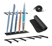 VEVOR Soporte de Pared para Tablas de Surf, Soporte Vertical para Tablas de Surf de 5 Niveles para Almacenamiento y Exhibición, Organizador Ajustable para Kiteboards, Esquís y Snowboards, Negro