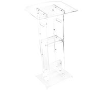 VEVOR Soporte de Podio de Acrílico Altura de 109 cm Atril de Pie Portátil con Asas, Superficie de Lectura 60 x 75 cm, Estante de Almacenamiento para Aulas, Bodas, Conferencias, Discursos, Conciertos