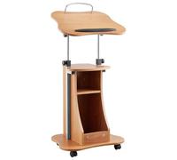 VEVOR Soporte de Podio de Madera Altura Ajustable 79,5-110 cm Atril de Pie con Ruedas, Amplia Superficie de Lectura, Estante de Almacenamiento Abierto para Discursos, Conferencias, Presentaciones