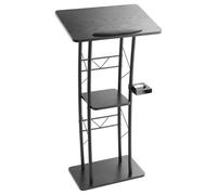 VEVOR Soporte de Podio de Metal Curvo Atril de Pie con Amplia Superficie de Lectura 59,5 x 40 cm, Estante de Almacenamiento, Portavasos para Aulas, Bodas, Conferencias, Discursos, Conciertos