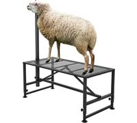 VEVOR Soporte para Ganado de 1295 x 584 mm, Soporte para Cabras y Ovejas, Soporte de Metal para Ordeño y Esquila de Ganado de 533-838 mm de Altura Ajustable con Tocado y Bucle para la Nariz, Negro