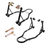 VEVOR Soporte de Rueda Delantera y Trasera 0,39 T Carga Soporte de Taller con Brazo Ajustable Soporte de Rueda de Acero Elevador de Motocicleta U + L Doble Cabezal para Reparación Mantenimiento