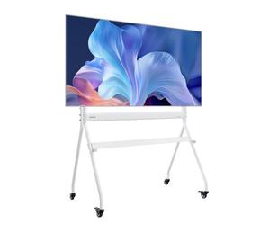 VEVOR Soporte de TV con Ruedas para Televisores de 889-2540 mm Capacidad de Peso 90 kg, Soporte de Suelo para Televisores con Estante (máx. VESA 800 x 600 mm) para Sala de Estar, Oficina, Blanco