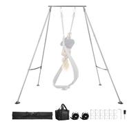 VEVOR Soporte de Yoga Aéreo, con Estructura Triangular, Carga Máxima de 140,6 kg, Aleación de Aluminio, Soporte para Telas Aéreas con Patas de Aluminio Ajustables en Altura, 3200 x 2780 x 3480 mm