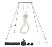 VEVOR Soporte de Yoga Aéreo, con Estructura Triangular, Carga Máxima de 140,6 kg, Aleación de Aluminio, Soporte para Telas Aéreas con Patas de Aluminio Ajustables en Altura, 3200 x 2780 x 3480 mm