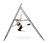 VEVOR Soporte de Yoga con Estructura Triangular Capacidad de 200 kg, Soporte Aéreo de Tela con Espuma EVA y Hamaca de Yoga de 6,6 yardas, Ajuste Horizontal de 4 Niveles y Vertical de 6 Niveles