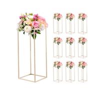 VEVOR Soporte Dorado Floral para Bodas, en Forma de Columna, con Tornillos Ocultos, Estante Rectangular Cúbico para Exhibición de Flores en Fiestas, Cumpleaños y Hogar, 250 x 250 x 600 mm, 10 uds