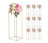 VEVOR Soporte Floral Dorado Francés para Bodas, 10 uds, Elegante y Robusto, Tornillos Ocultos, Expositor Floral Cúbico Rectangular para Bodas, Fiestas, Cumpleaños y Centros de Mesa, 280 x 280 x 800 mm