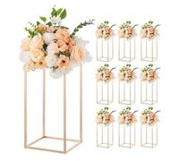 VEVOR Soporte Floral Dorado para Bodas, Forma de Columna, con Laminado Acrílico, Estante Rectangular Dorado para Exhibición de Flores en Bodas, Fiestas, Cumpleaños y Hogar, Carga 15 kg, 10 uds
