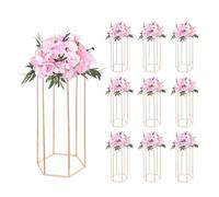 VEVOR Soporte Floral para Bodas, 10 uds, Laminado Acrílico, Chapado en Oro Francés, Estante Hexagonal Cúbico para Exhibición de Flores en Bodas, Fiestas, Cumpleaños y Hogar, 290 x 250 x 600 mm