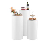 VEVOR Soporte Floral para Bodas, 3 Piezas, Pedestal Cilíndrico Redondo de 60/75/90 cm, con Tapa de PVC, Ideal para Bodas, Fiestas, Cumpleaños y Decoración Artística, Soporta hasta 15 kg