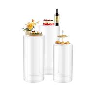 VEVOR Soporte Floral para Bodas, 3 uds, Pedestal Cilíndrico Redondo de 60/75/90 cm, con Tapa Acrílica Transparente, Diseño Moderno y Duradero, para Fiestas, Cumpleaños y Decoración Artística