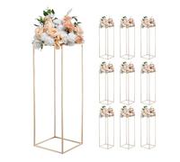 VEVOR Soporte Floral para Bodas, de Acero SPCC, 10 Piezas, con Laminado Metálico, Estante Rectangular Dorado para Exhibición de Flores en Bodas, Fiestas, Cumpleaños y Hogar, 280 x 280 x 800 mm