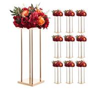 VEVOR Soporte Floral para Bodas, en Forma de Columna, con Laminado Metálico, Ideal para Bodas, Fiestas, Cumpleaños y el Hogar, Soportes Dorados para Centros de Mesa, 200 x 200 x 600 mm, 10 uds